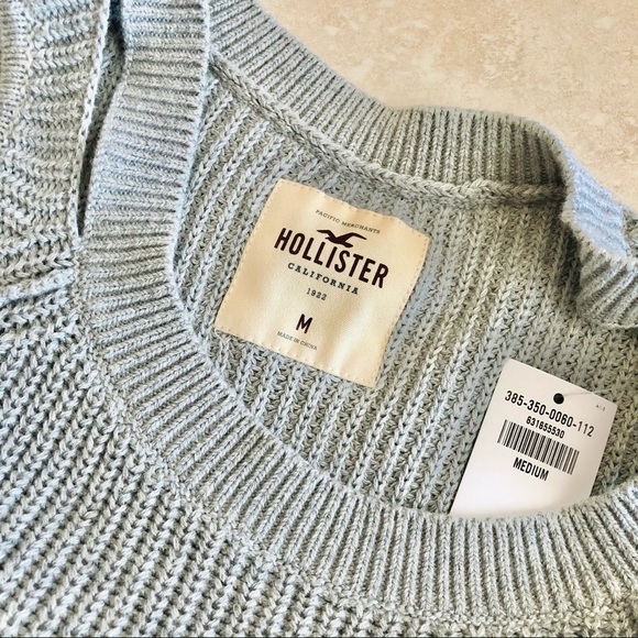 *NEW* Hollister Cold Shoulder Gray Sweater Medium - Picture 5 of 8
